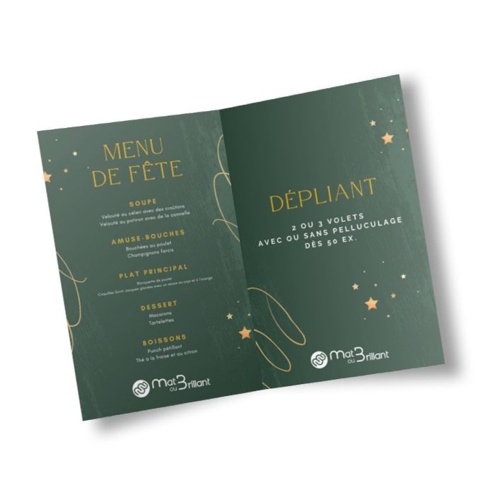 Menu et dépliant fête de fin d'année